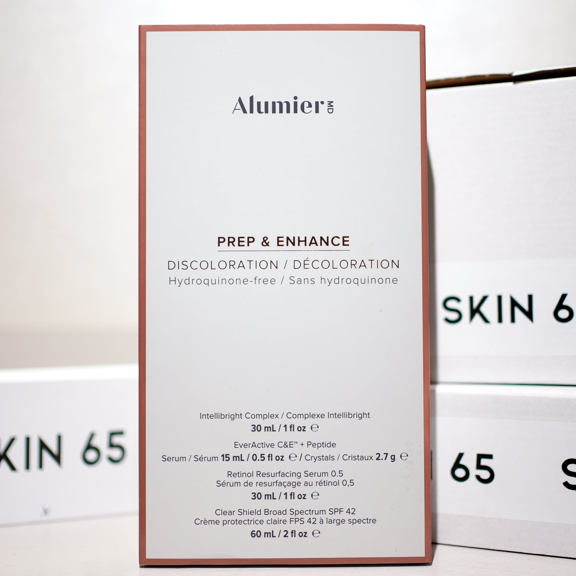 Alumier MD Prep & Enhance Discolouration (Non-HQ) in the Box Showing Content Details Clearly