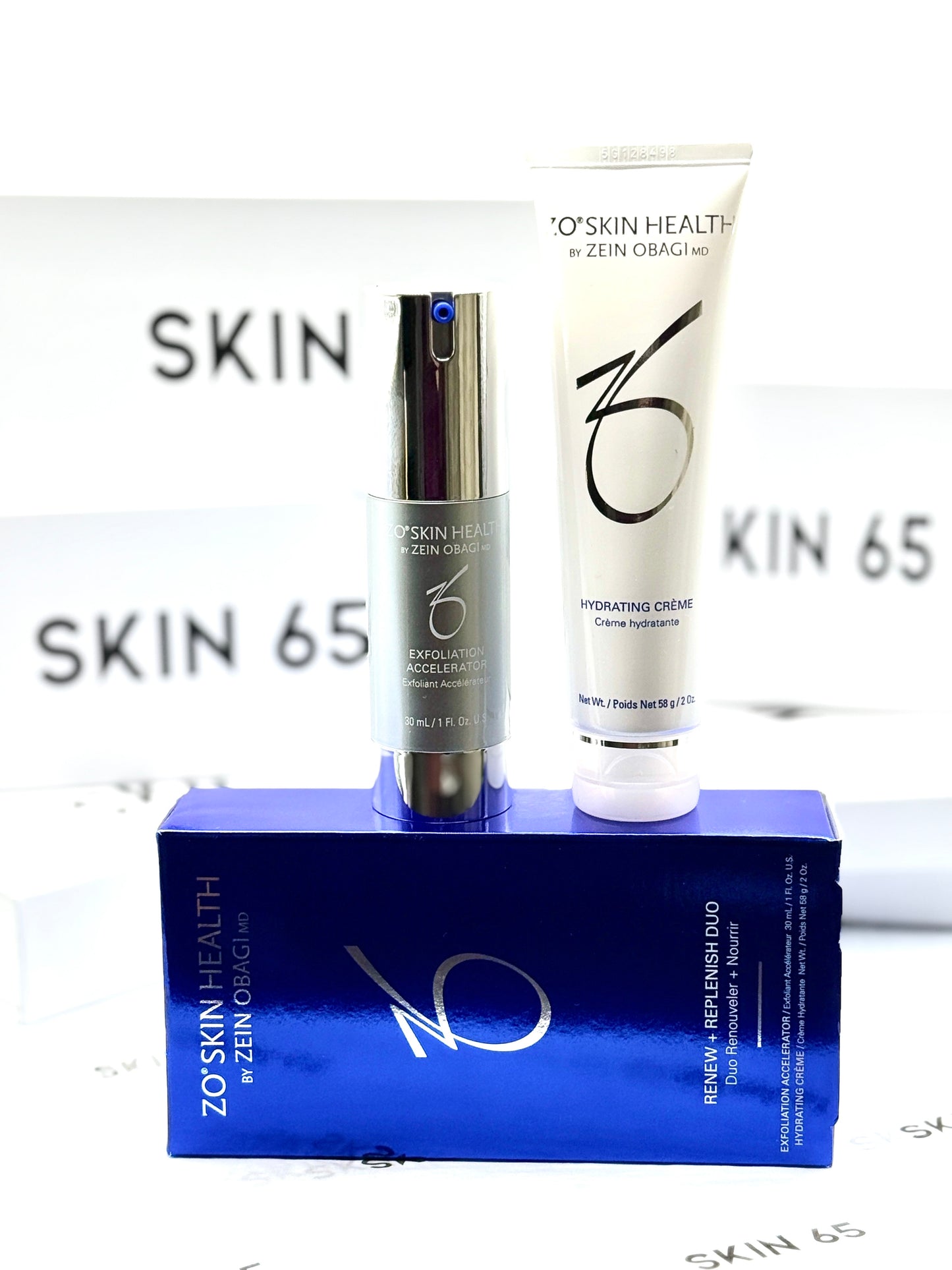 ZO RENEW + REPLENISH DUO: EXFOLIATION ACCELERATOR (30ml) + HYDRATING CRÈME (58g)