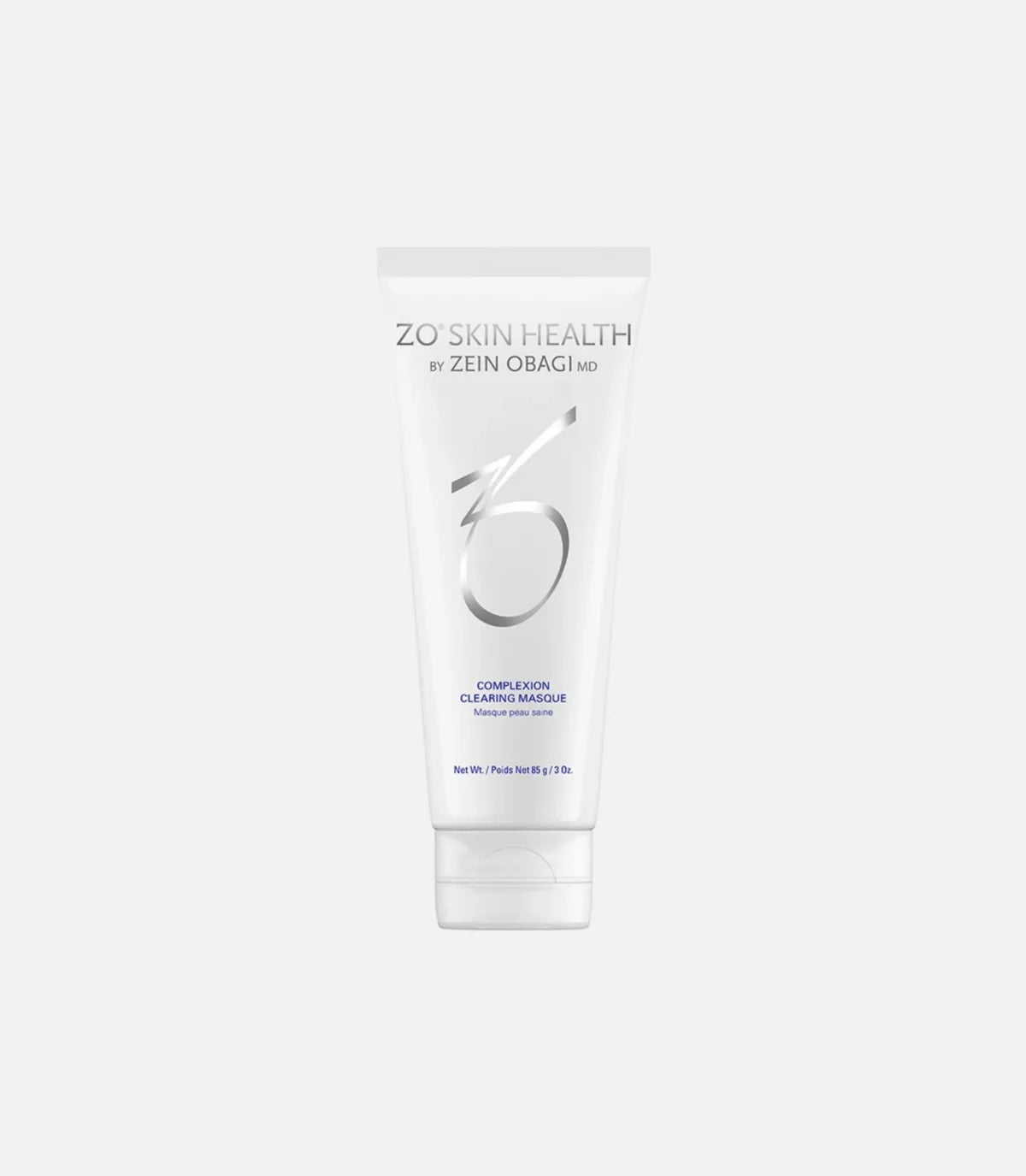 White tube of ZO Skin Health by Zein Obagi MD Complexion Clearing Masque, 3 oz, against a white background.