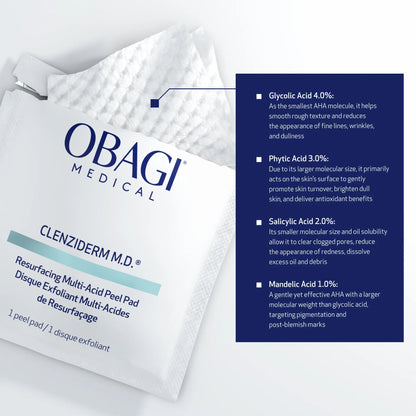 Obagi CLENZIderm M.D. Resurfacing Multi Acid Peel Pads (30 Pads)