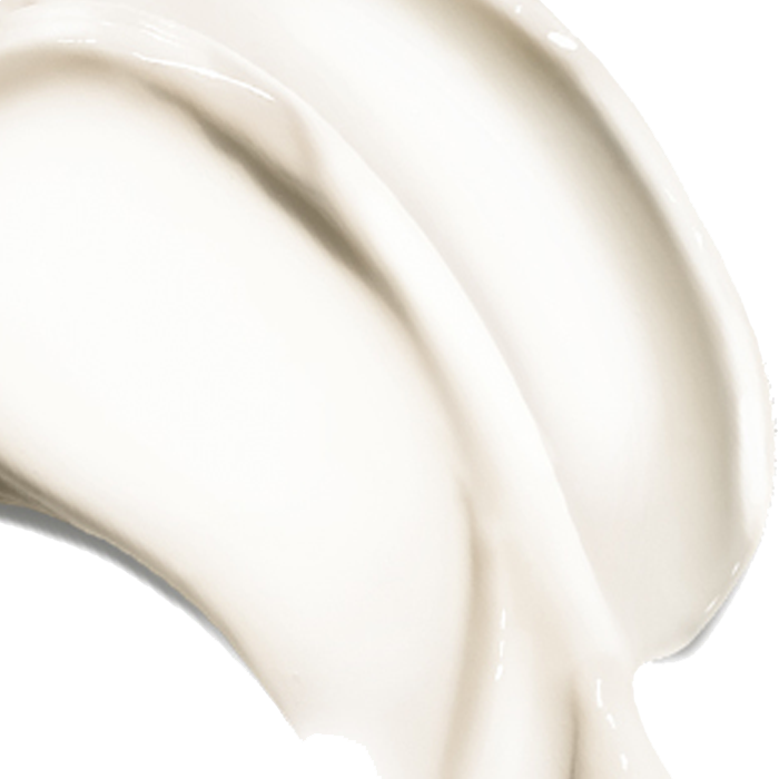 Creamy lotion swirled smoothly, showcasing thick, glossy texture; situated against a pure white background, evoking a sense of skincare or beauty product application.