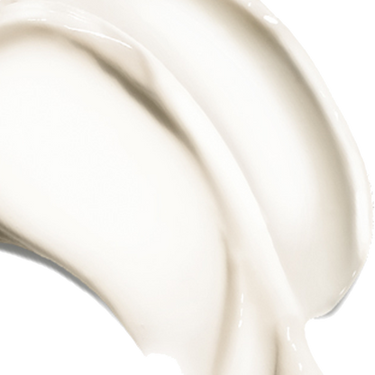 Creamy lotion swirled smoothly, showcasing thick, glossy texture; situated against a pure white background, evoking a sense of skincare or beauty product application.