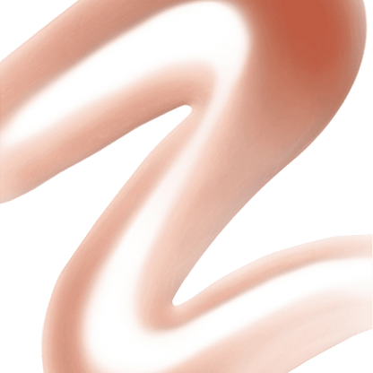 A peach-colored, curved, flowing brushstroke with a white center on a transparent background.